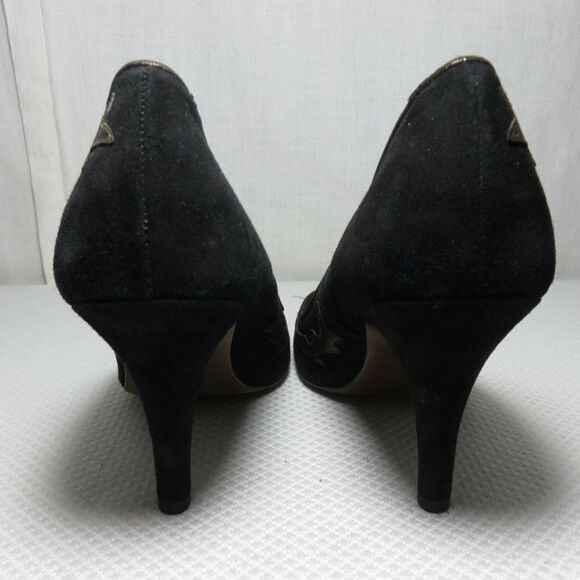 Lulu Guinness 8.5 London Black Peep Toe Heels Shoe - Picture 5 of 8